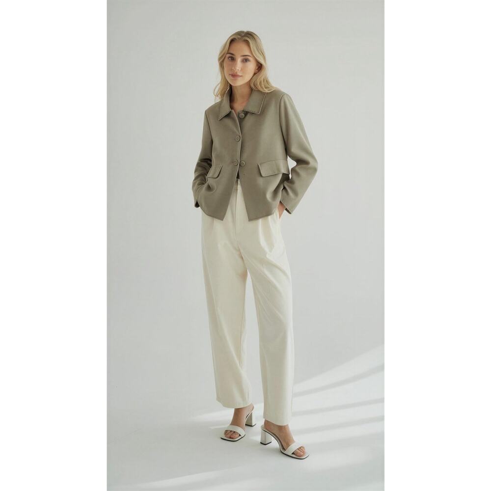 Luisa Cerano Women's Olive Green 100% Cotton Blazer Jacket Pockets Size‎ 16 NWOT